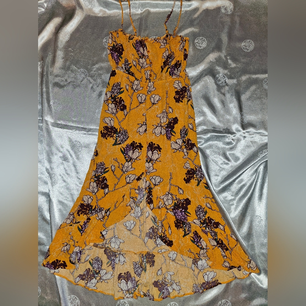 Women's Size Medium Orange Floral High-Low One ❤️ Clothing Los Angeles Awesome!!